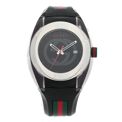 Gucci Stainless Steel Rubber 46mm Sync Web Quartz Watch Black 1 of 4