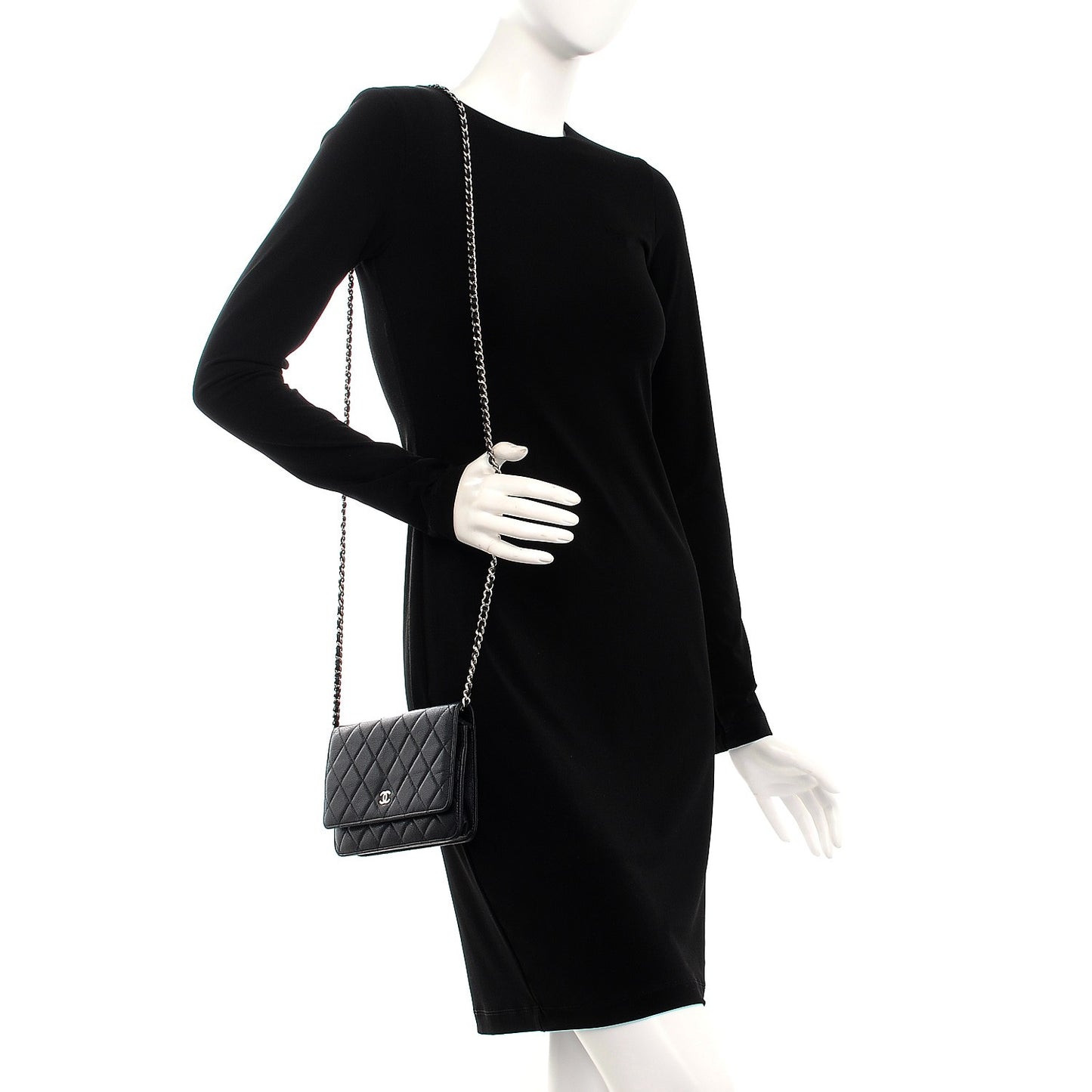 Caviar Quilted Wallet On Chain WOC Navy