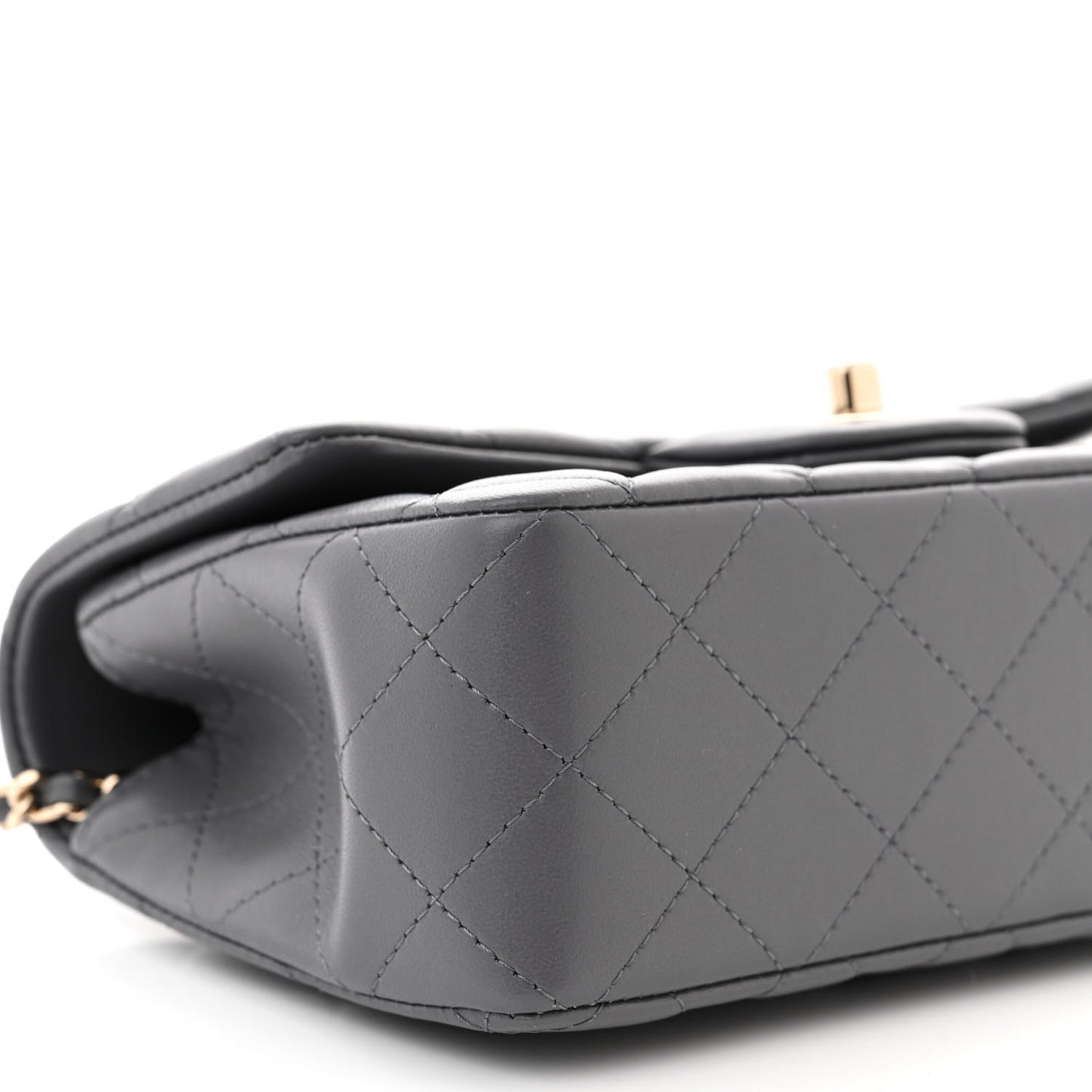 Lambskin Quilted Mini Chain Top Handle Rectangular Flap Grey