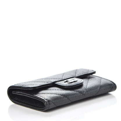 Chanel Iridescent Caviar Chevron Quilted Flap Card Holder Black 4 of 9