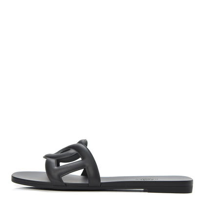 Hermes Rubber Aloha Sandals 38 Black 1 of 8