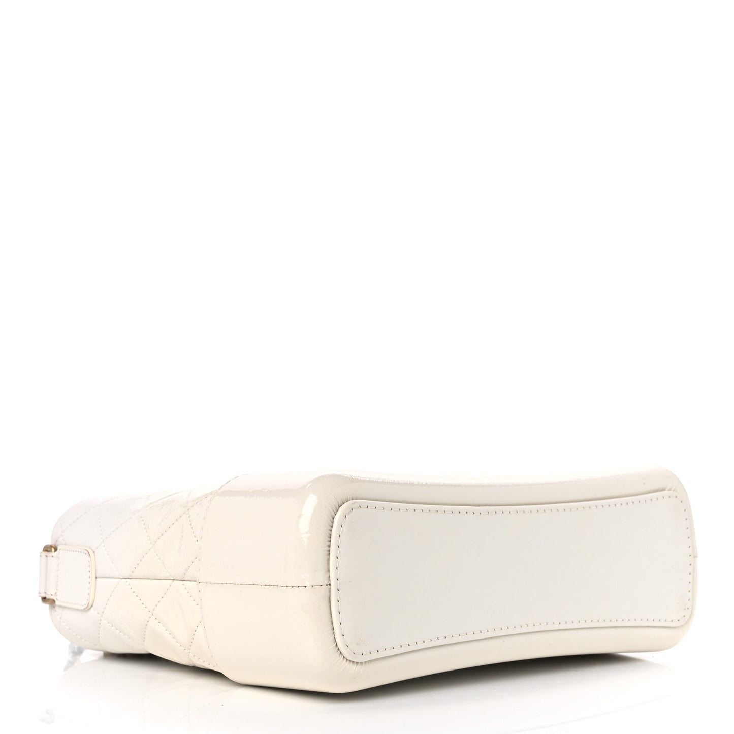 Patent Goatskin Quilted Medium Gabrielle Hobo White
