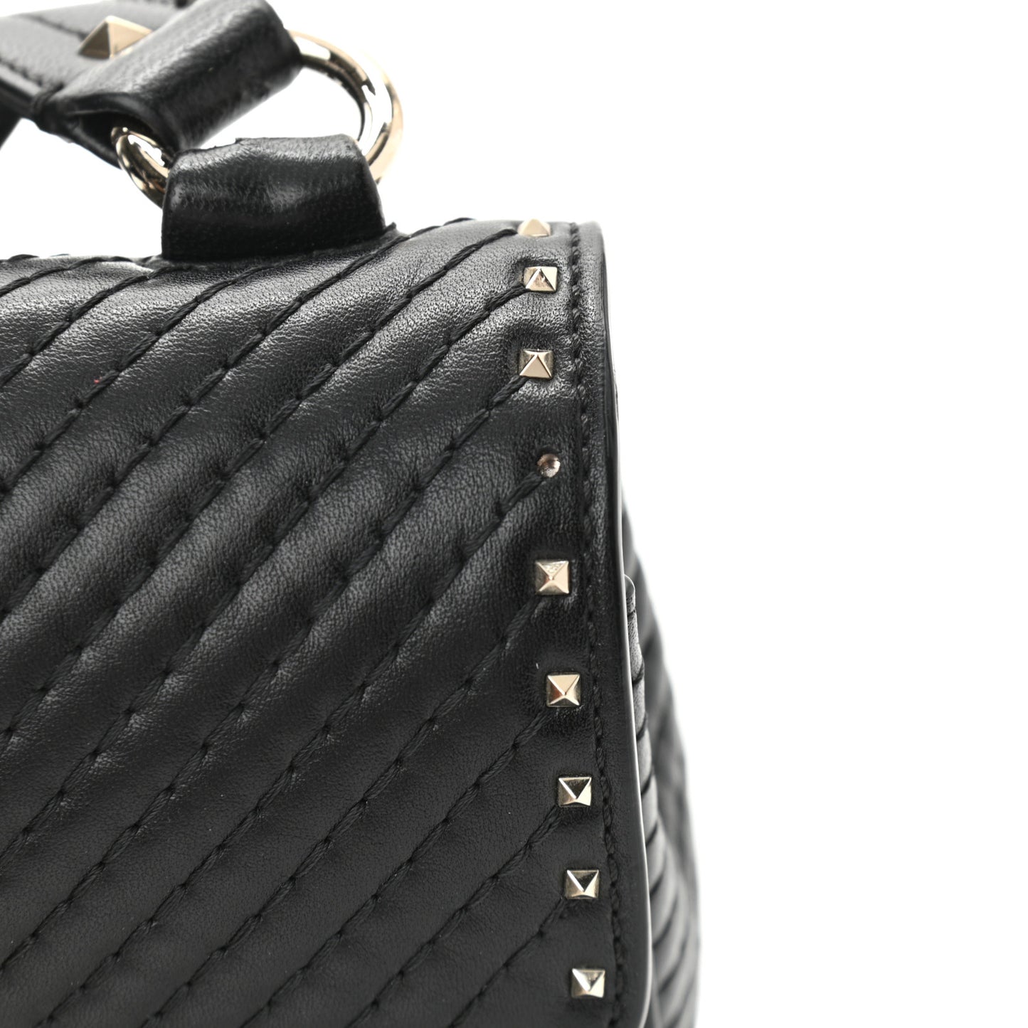 Lambskin ZiggyStud Rockstud Convertible Crossbody Belt Bag Black
