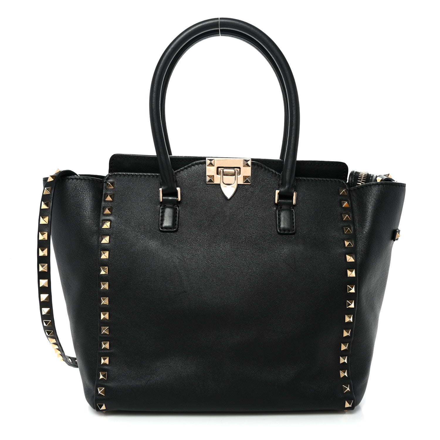 Valentino Garavani Vitello Rockstud Double Handle Tote Black 1 of 10