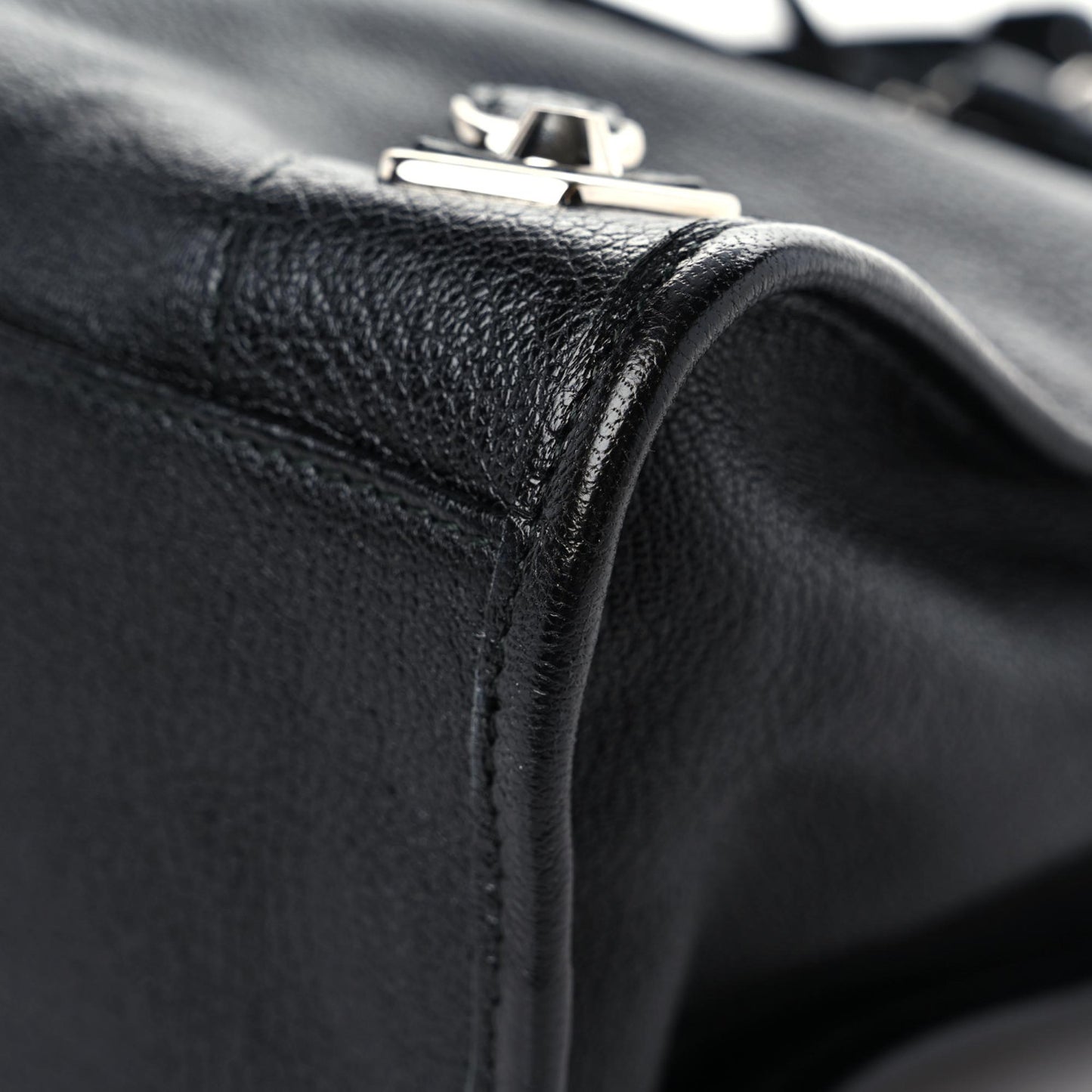 Chevre Silver Metallic Edge Hardware City Black