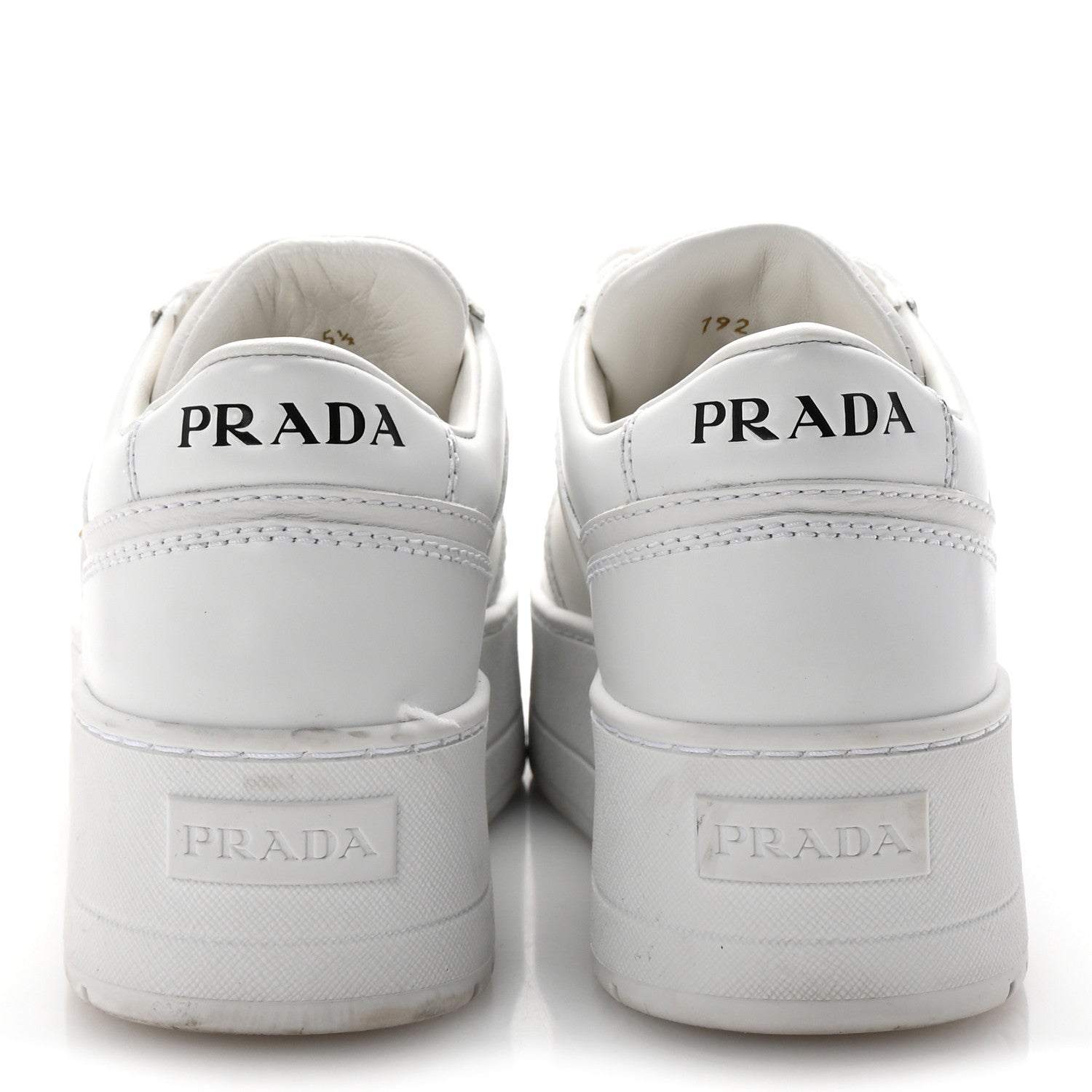 Prada Vitello Rois Triangle Womens Downtown Platform Low Top Sneakers 35.5 White 6 of 10