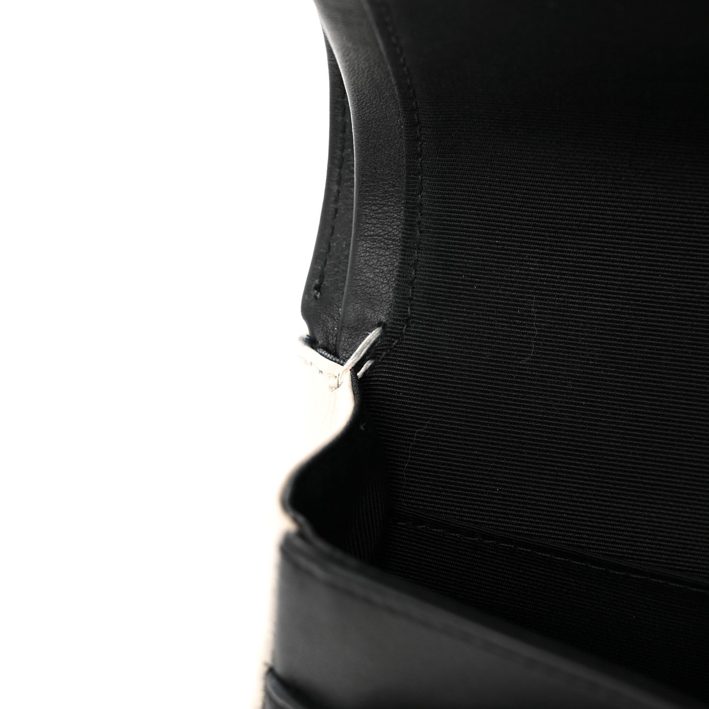 Calfskin Duo Medium Double Flap  White Black