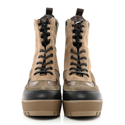 Louis Vuitton Suede Calfskin Monogram Laureate Platform Desert Boots 40 Beige 4 of 10