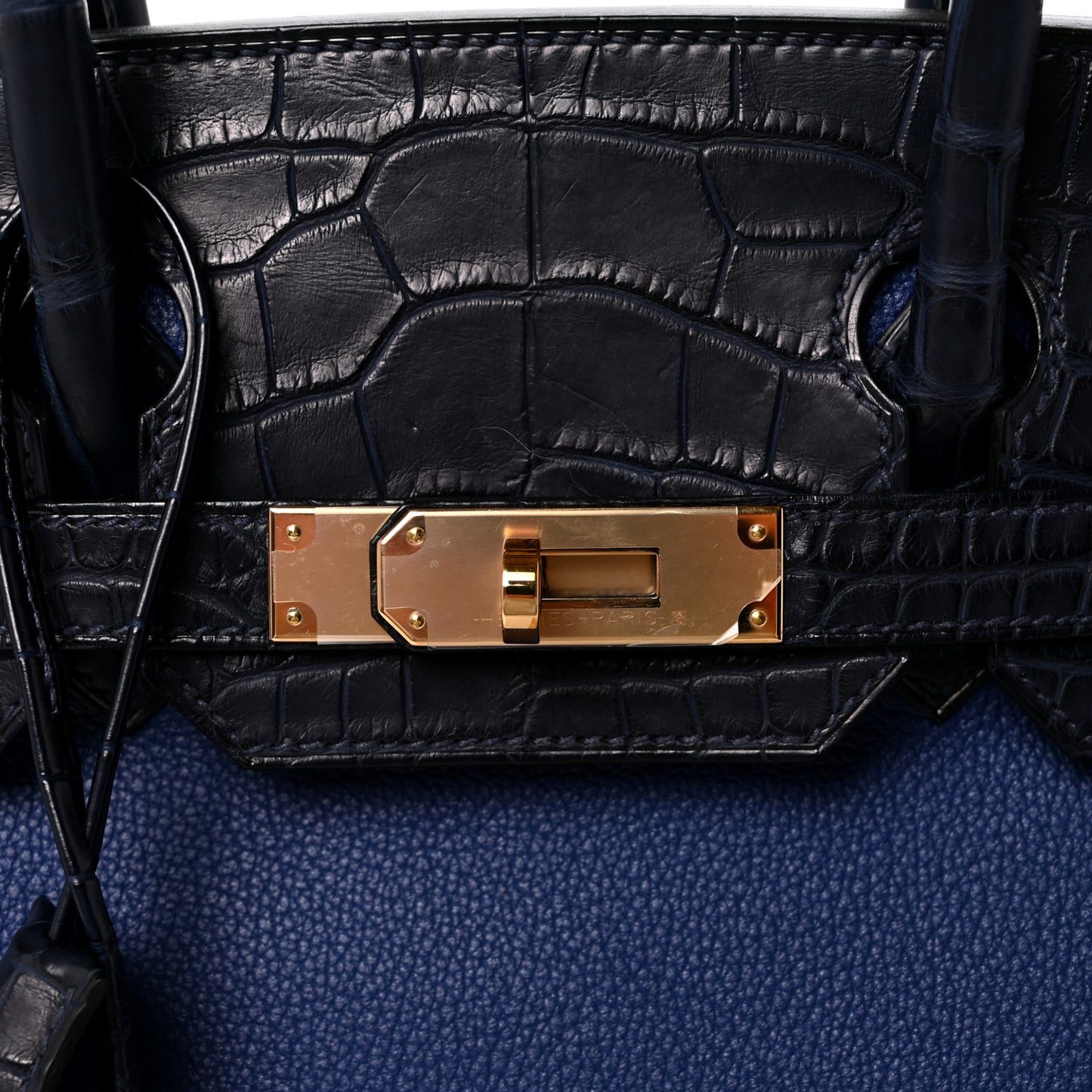 Taurillon Novillo Matte Alligator Birkin Touch 30 Bleu Saphir Bleu Marine
