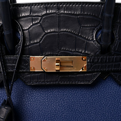 Hermes Taurillon Novillo Matte Alligator Birkin Touch 30 Bleu Saphir Bleu Marine 12 of 12