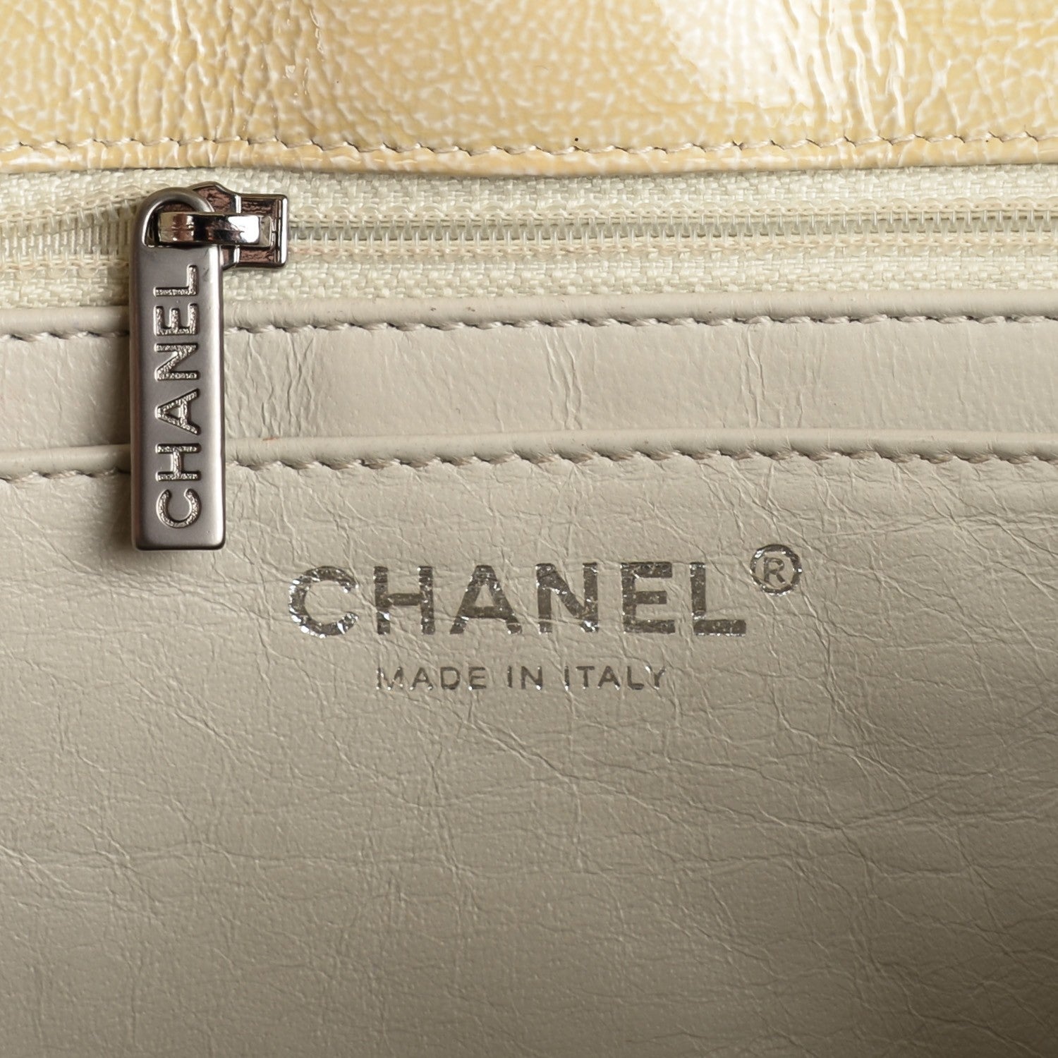 Chanel Crinkled Patent Quilted Jumbo Single Flap Light Beige 6 of 8