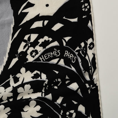 Hermes Cashmere Silk Tyger Tyger Shawl 140 Black White Gris 6 of 8