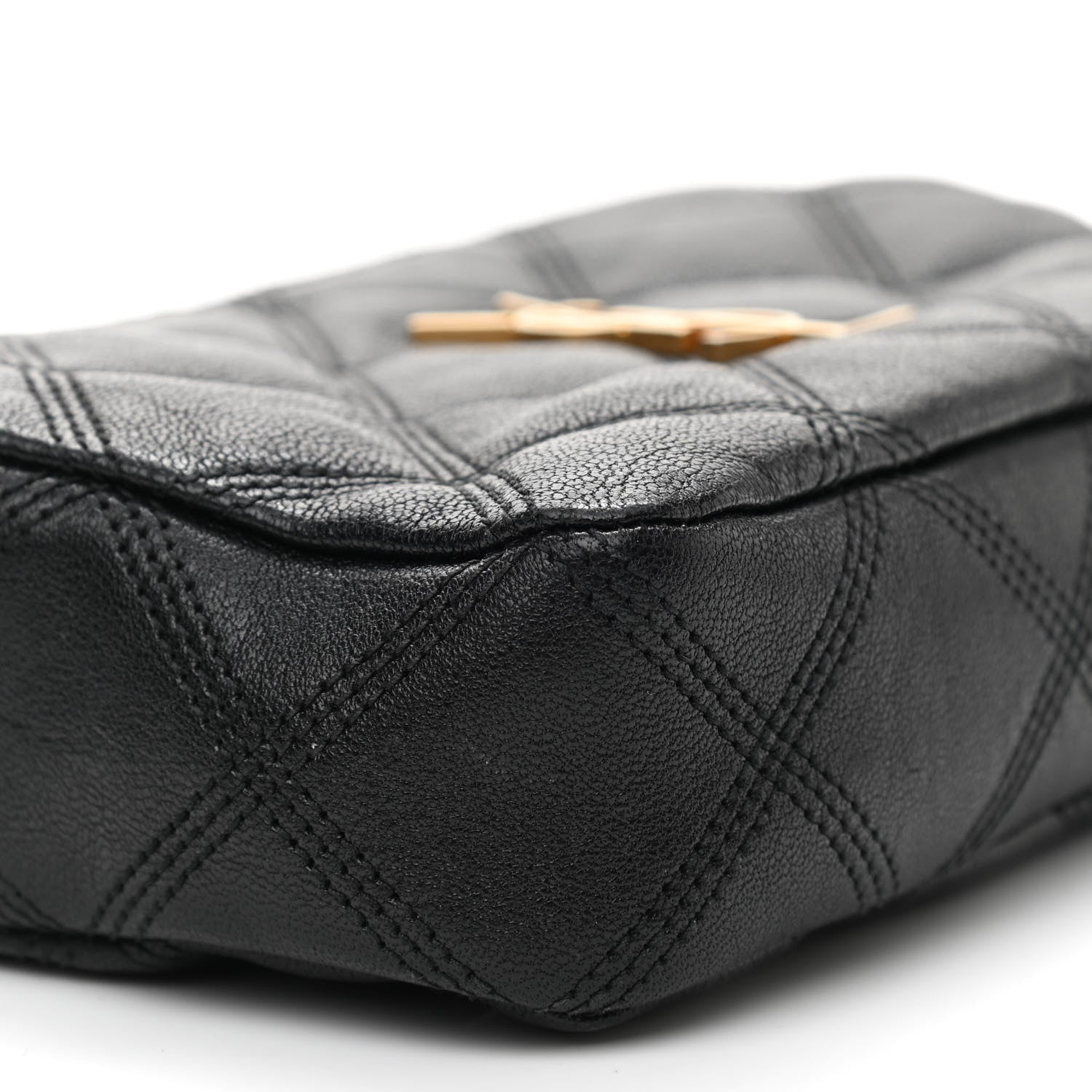 Saint Laurent Grained Lambskin Quilted Mini Becky Double Zip Bag Black 10 of 12
