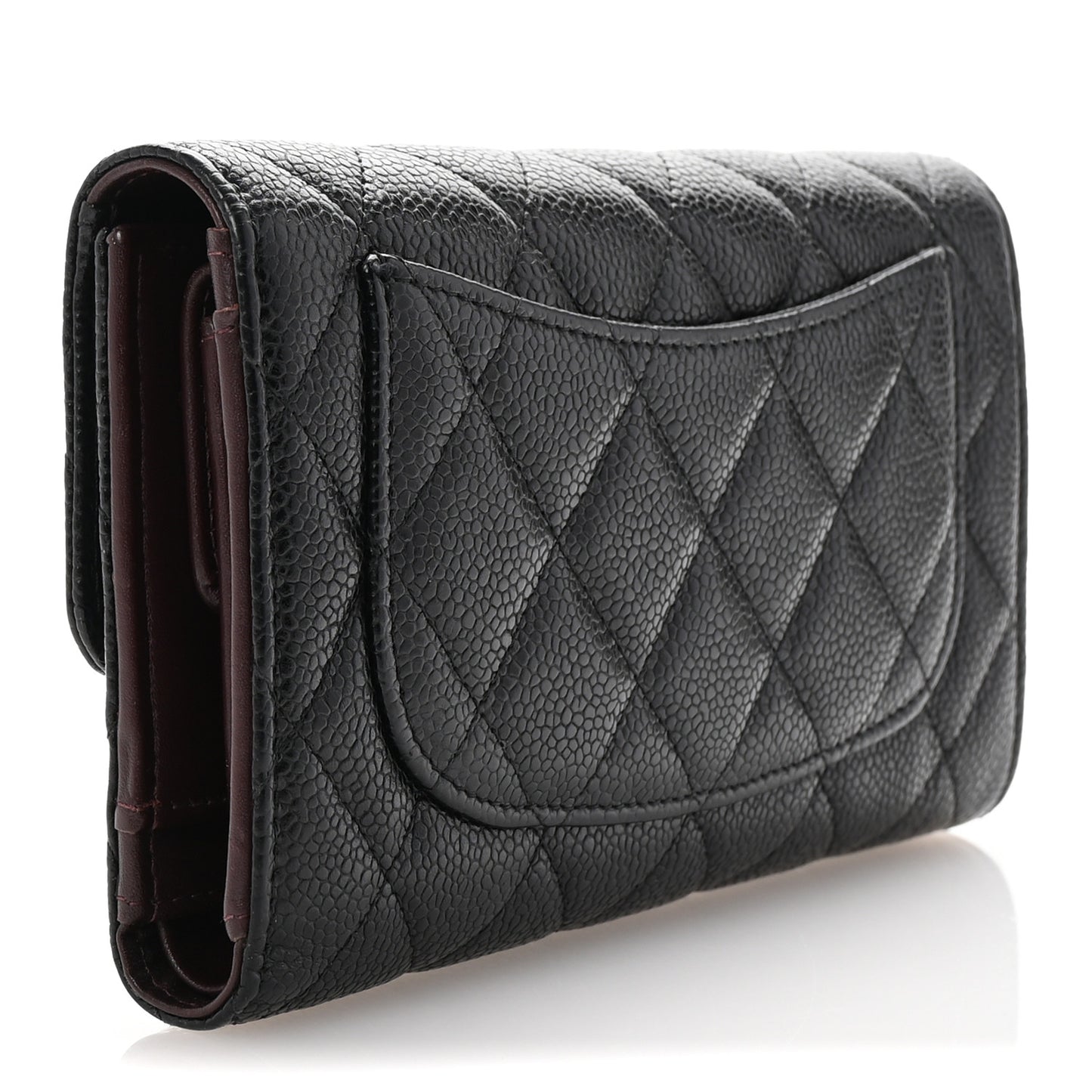 Caviar Quilted Large Flap Wallet Black