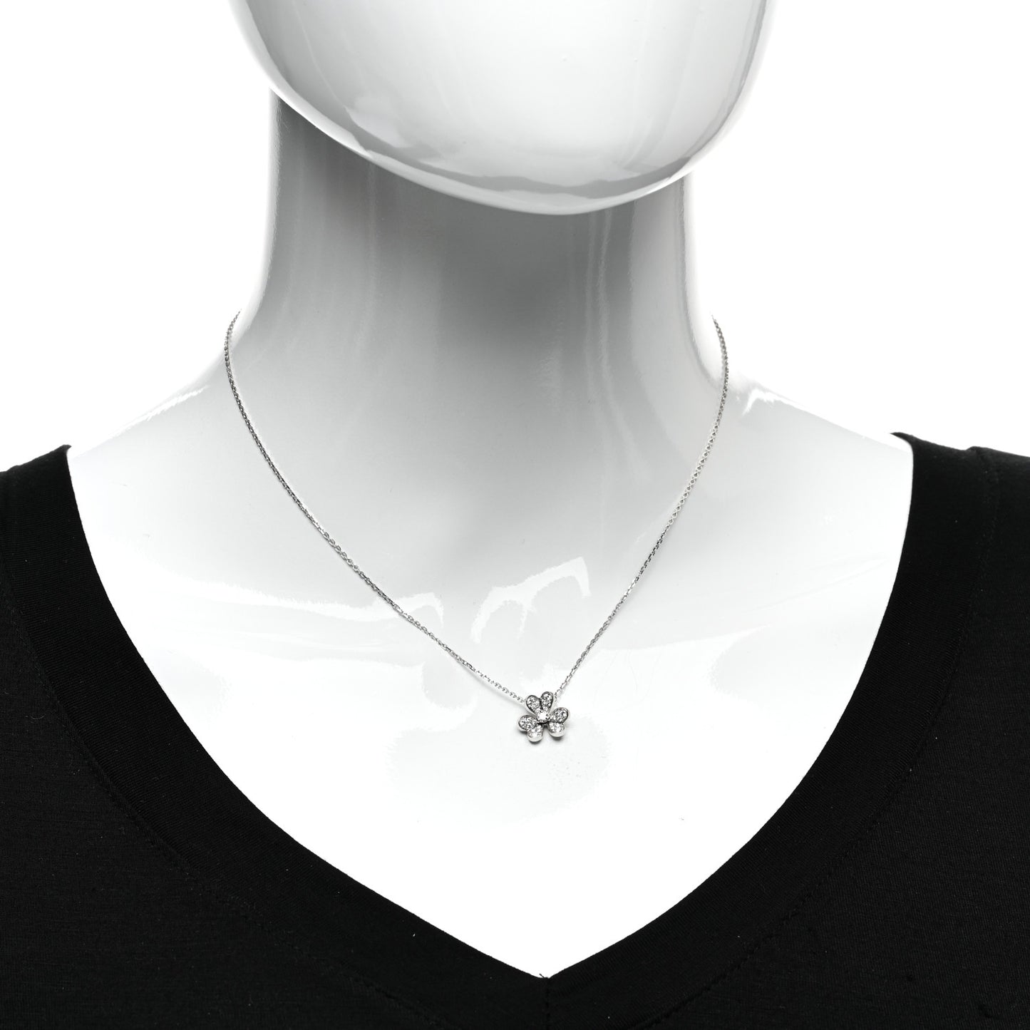 18K White Gold Diamond Mini Frivole Pendant Pave Necklace