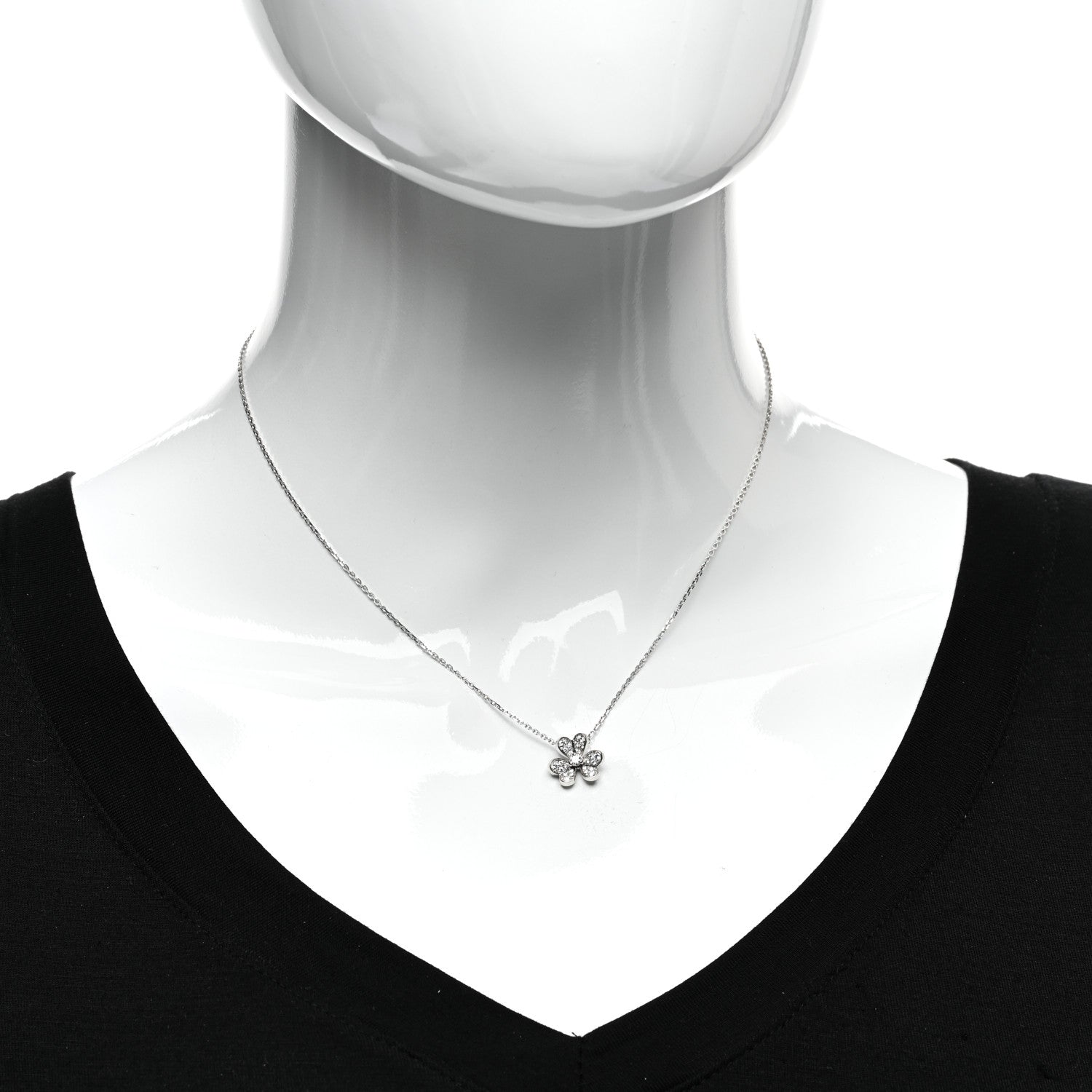 Van Cleef & Arpels 18K White Gold Diamond Mini Frivole Pendant Pave Necklace 2 of 5