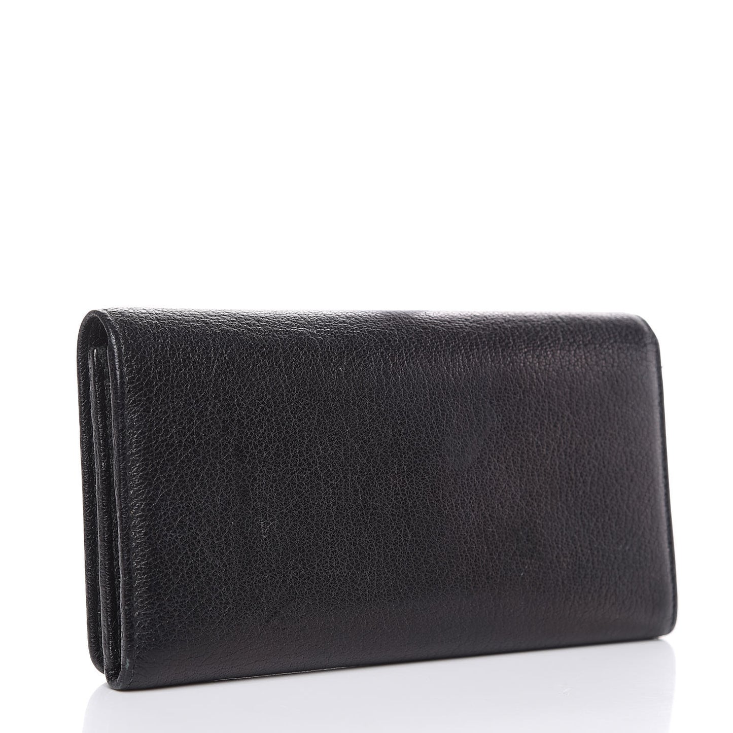 Chevre Gold Metallic Edge Hardware Money Wallet Black