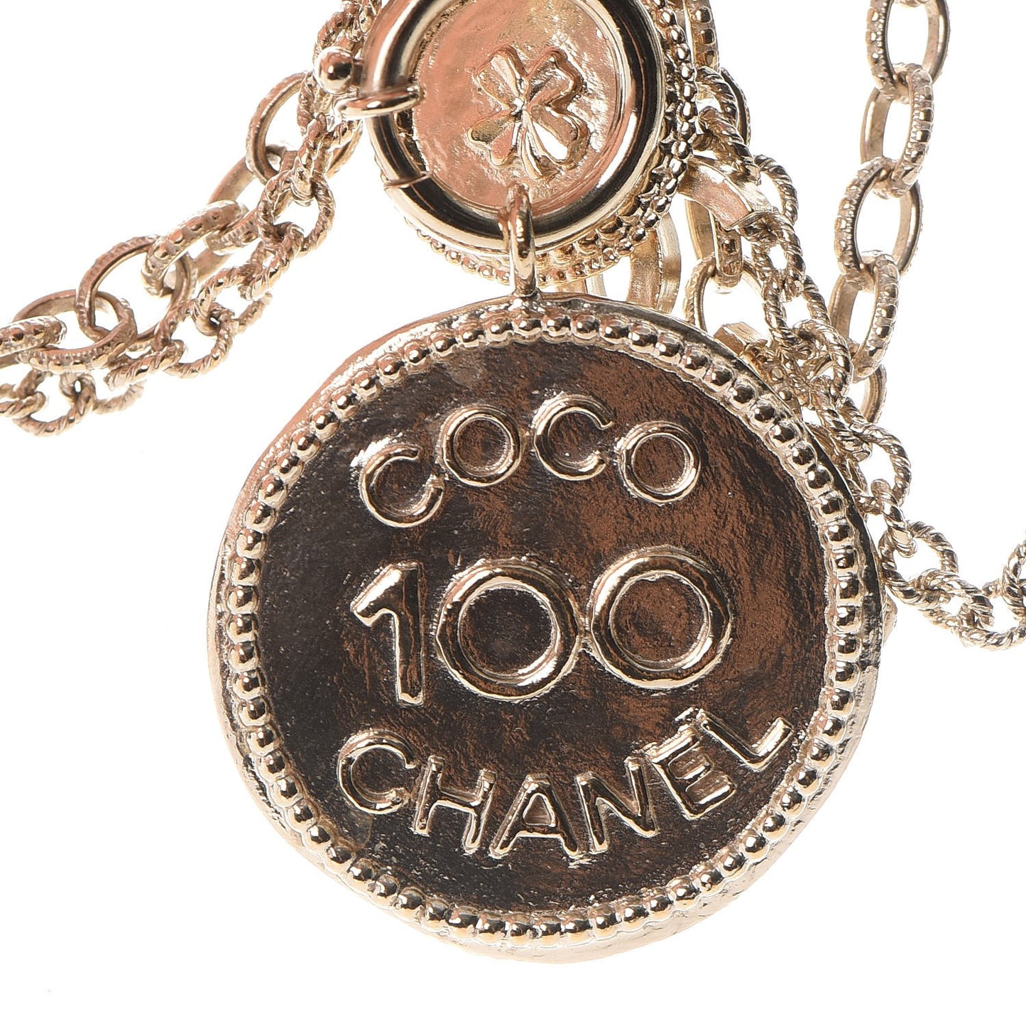 CC Coco Camellia Coin Necklace Gold