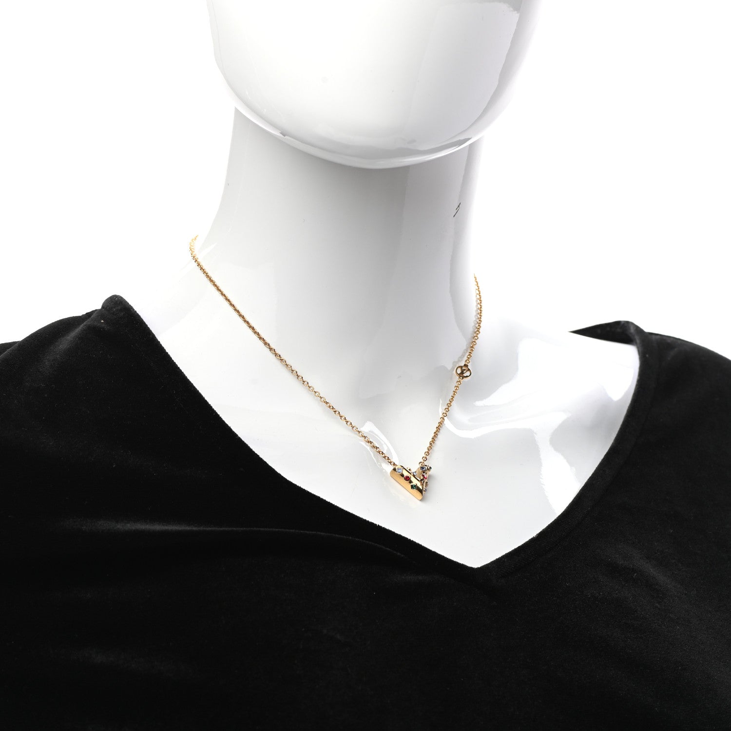 Louis Vuitton Swarovski Essential V Necklace Multicolor Gold 2 of 6