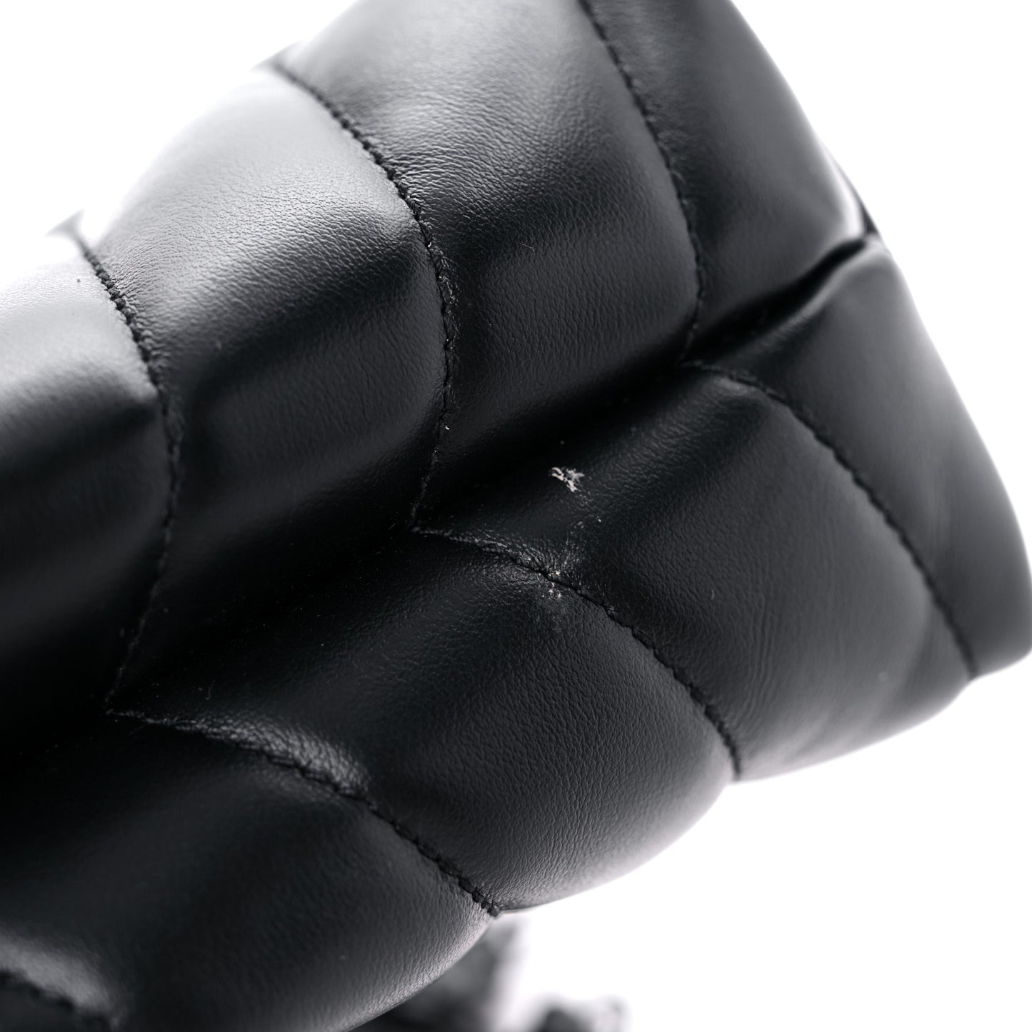 Calfskin Y Quilted Monogram Monochrome Small Loulou Chain Satchel Black