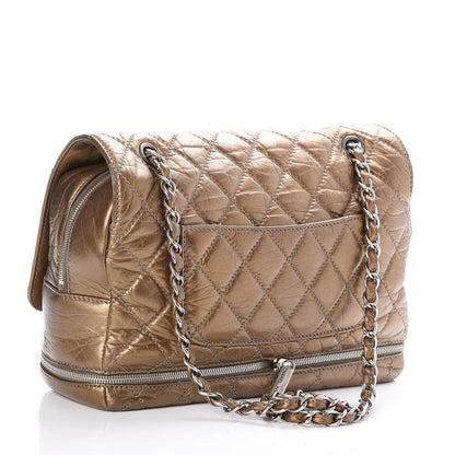 Chanel Metallic Aged Calfskin Expandable Flap Bag Dark Gold 4 of 10