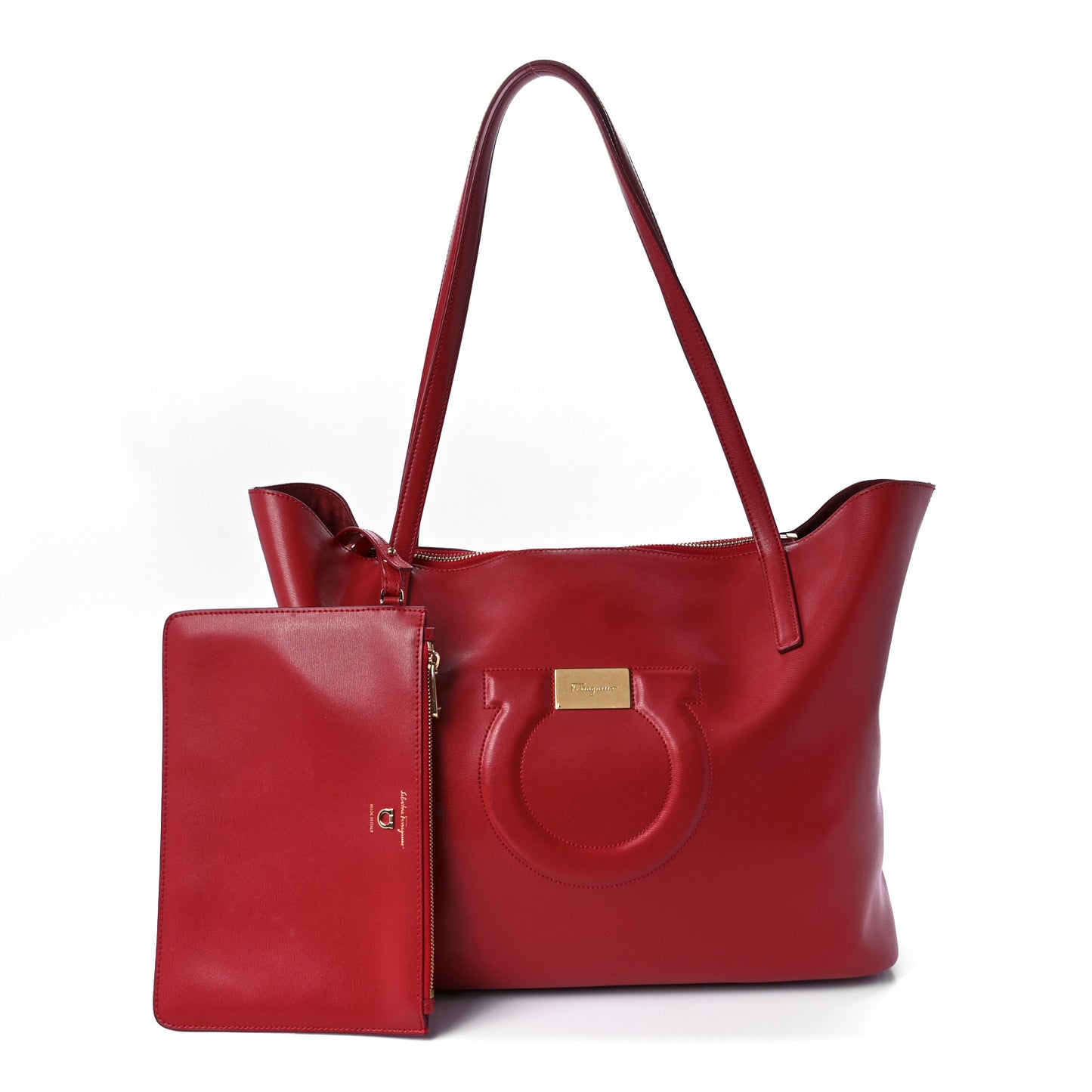 Calfskin Medium Gancini Tote Red