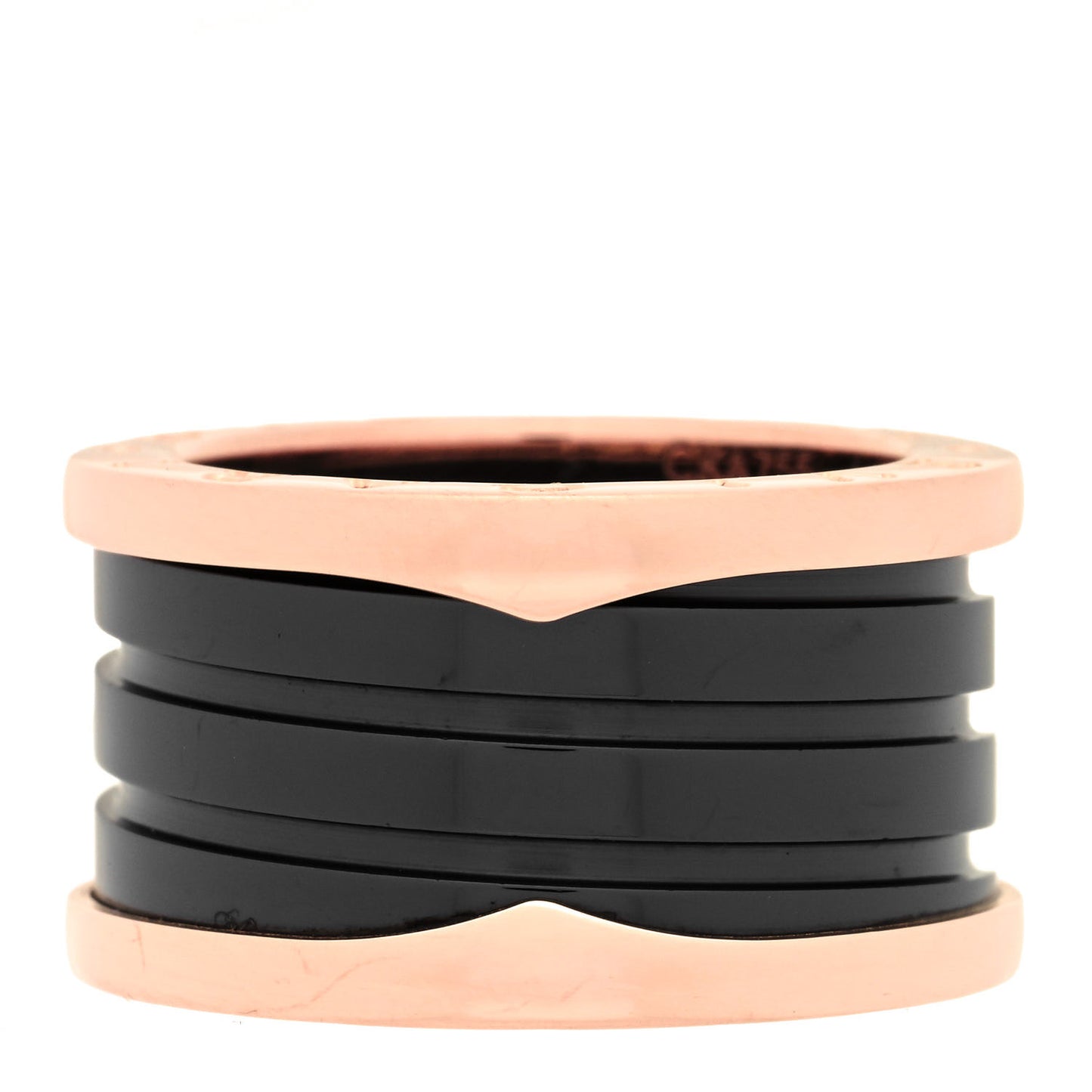 18K Rose Gold Black Ceramic B.Zero1 Four-Band Ring 51 5.75