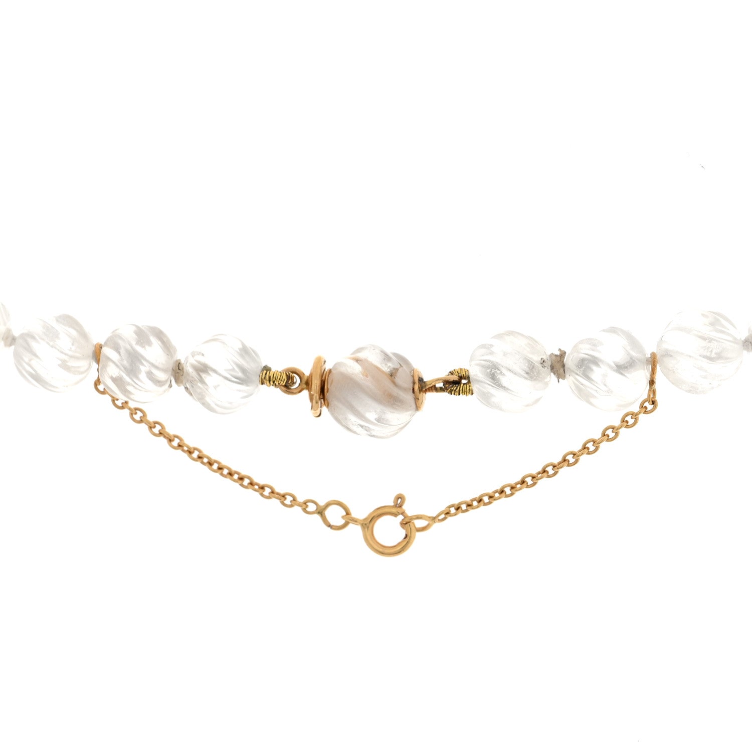Boucheron 18K Yellow Gold Diamond Rock Crystal Necklace 4 of 5