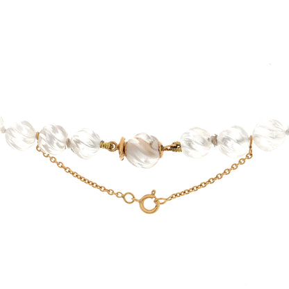 Boucheron 18K Yellow Gold Diamond Rock Crystal Necklace 4 of 5
