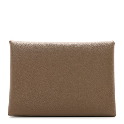 Hermes Evercolor Calvi Duo Card Case Etoupe 1 of 7