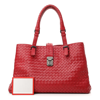 Bottega Veneta Nappa Intrecciato Medium Roma Tote Red 1 of 10