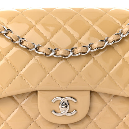 Chanel Patent Quilted Jumbo Double Flap Beige 7 of 10