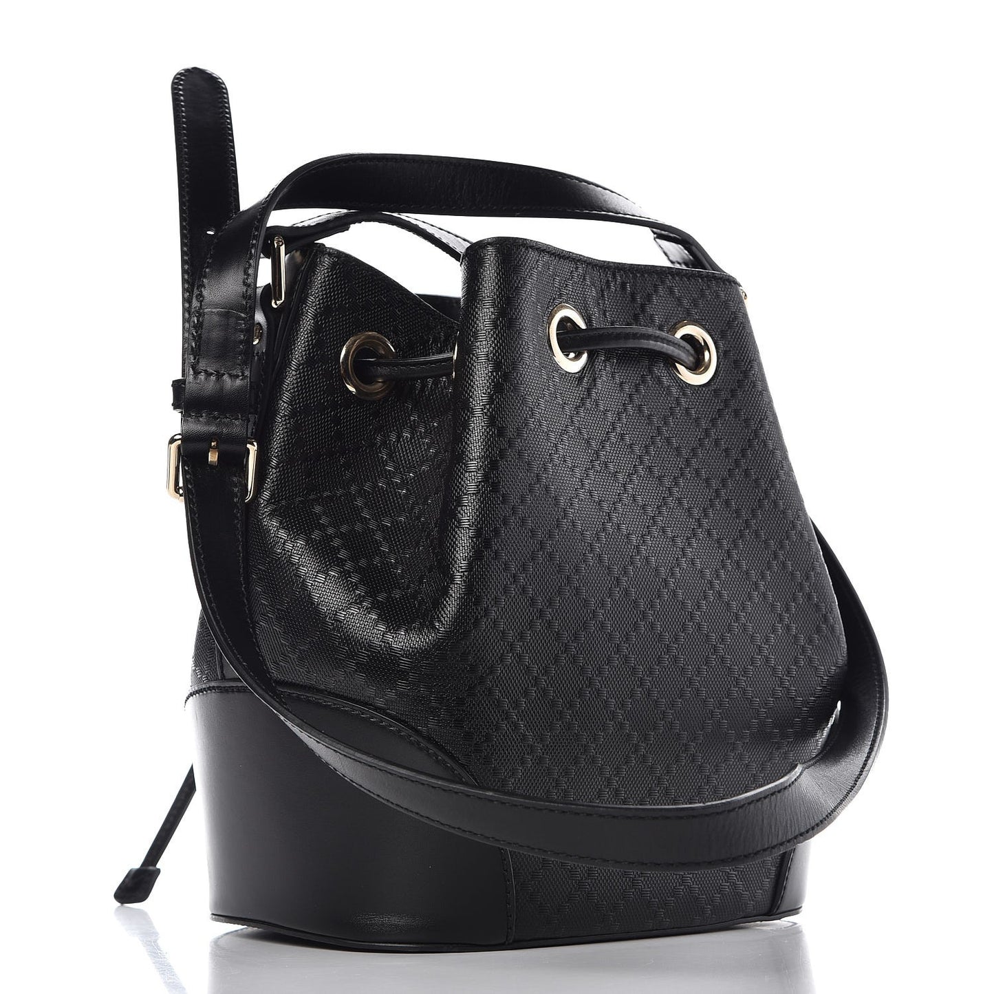 Bright Diamante Small Bucket Bag Black