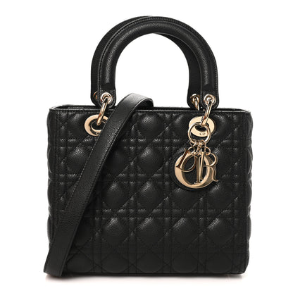 Christian Dior Grained Calfskin Cannage Medium Lady Dior Black 1 of 11