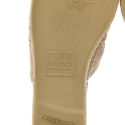 Gucci Straw Elaphe Matelasse GG Marmont Espadrille Slippers 37 Natural Cream Brown 6 of 11
