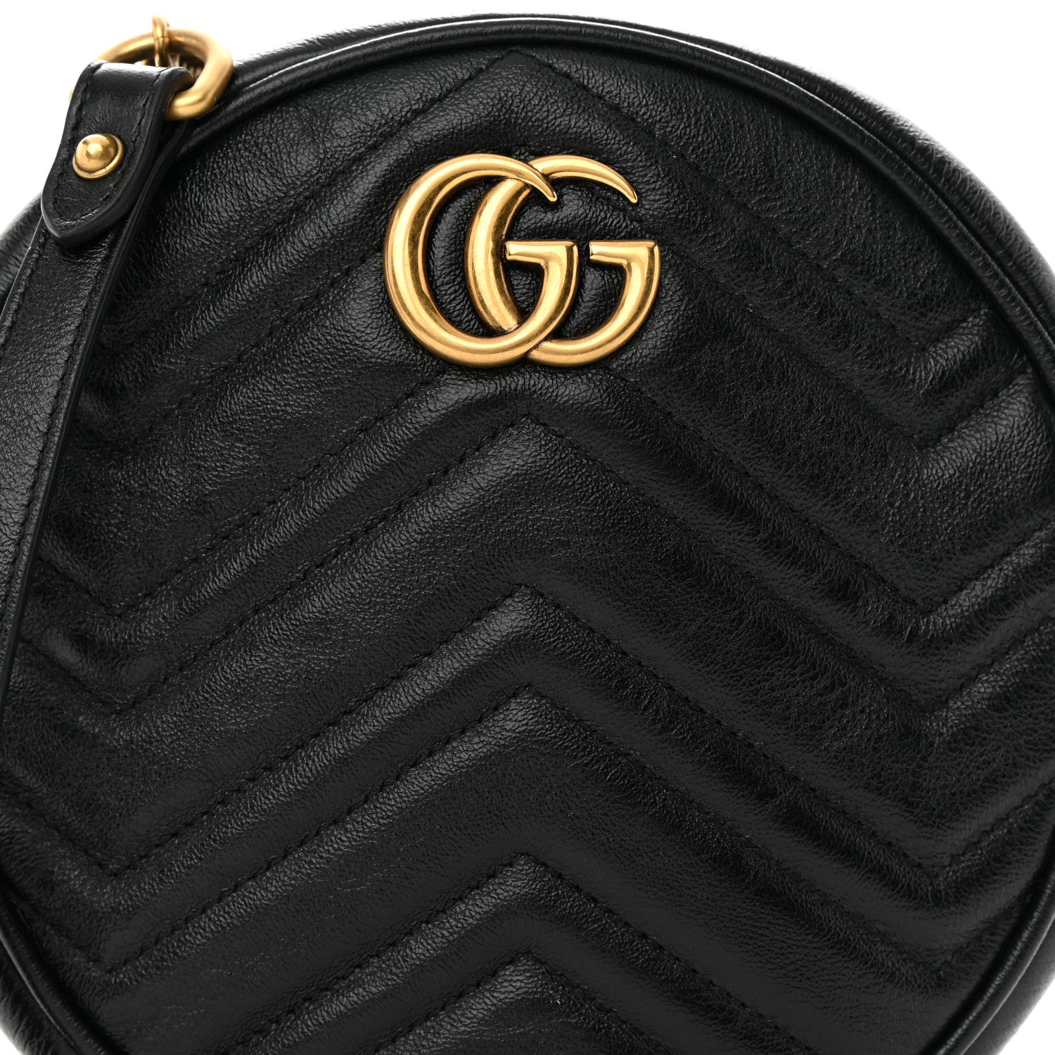 Gucci Azalea Calfskin Matelasse Heart Mini GG Marmont Round Shoulder Bag Black 8 of 12