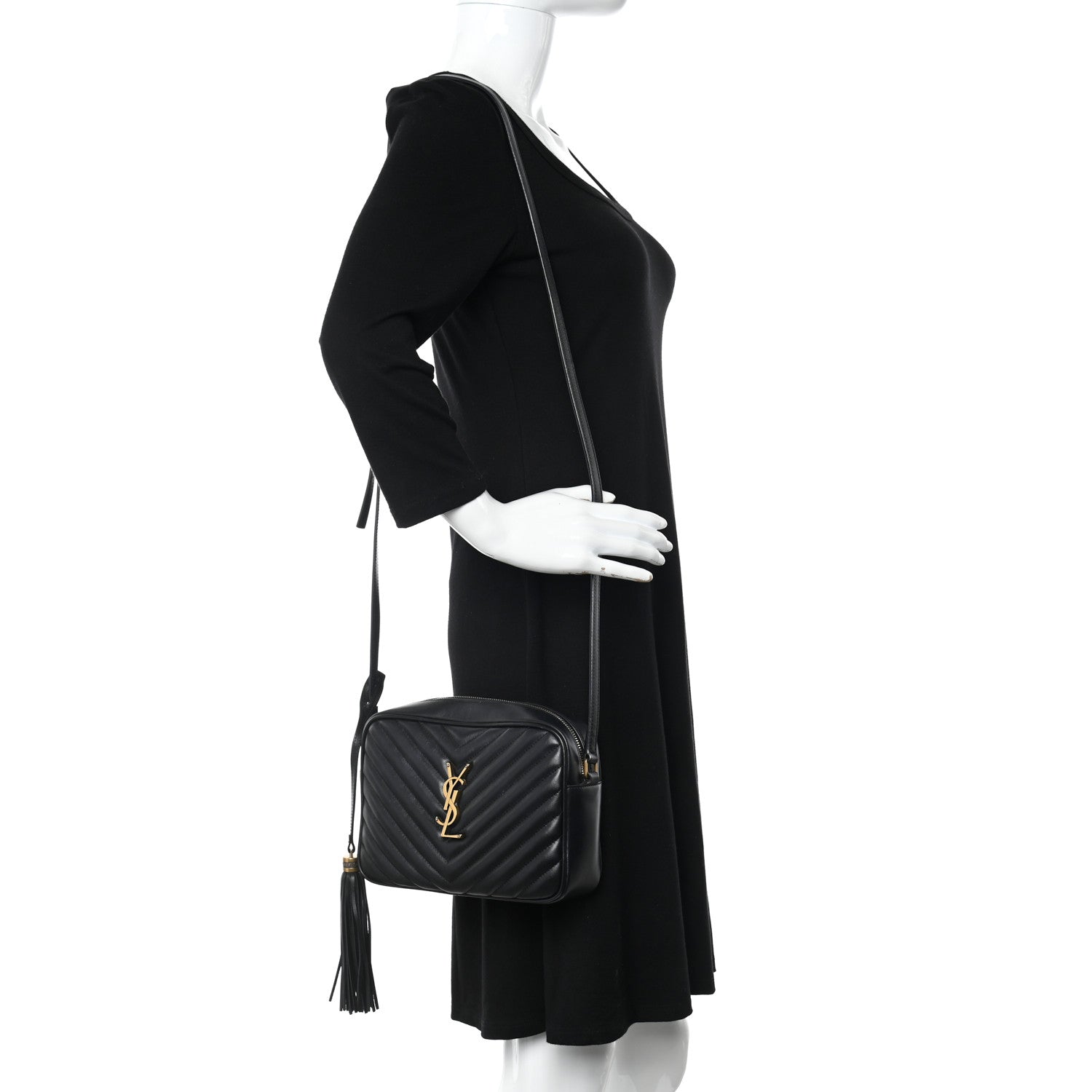 Saint Laurent Calfskin Matelasse Monogram Lou Camera Bag Black 2 of 10