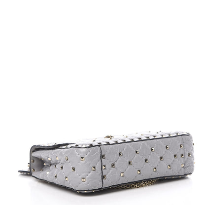 Valentino Garavani Craquele Nappa Medium Rockstud Spike Shoulder Bag Pastel Grey 4 of 12