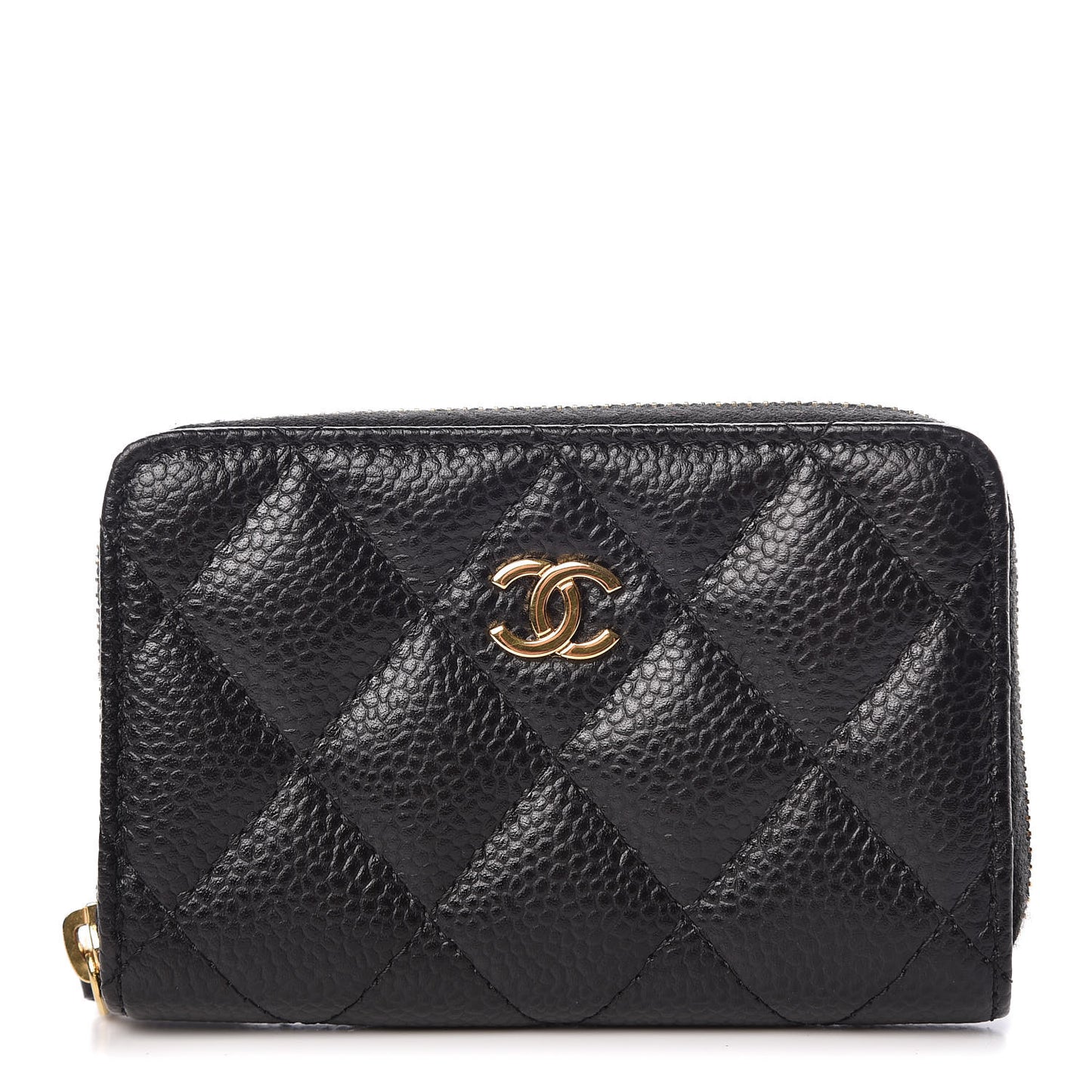 Caviar Quilted Zip Coin Purse Black