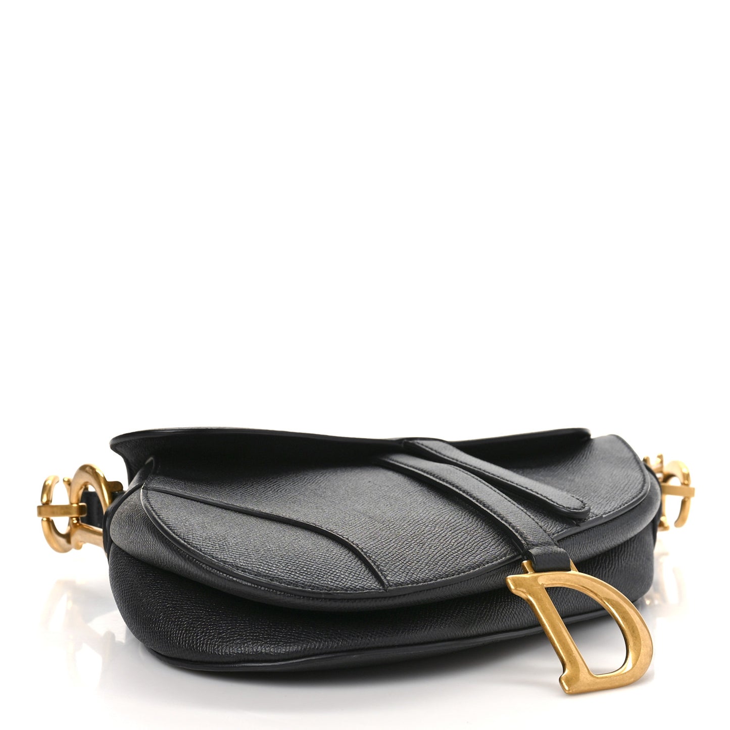 Grained Calfskin Saddle Bag Black