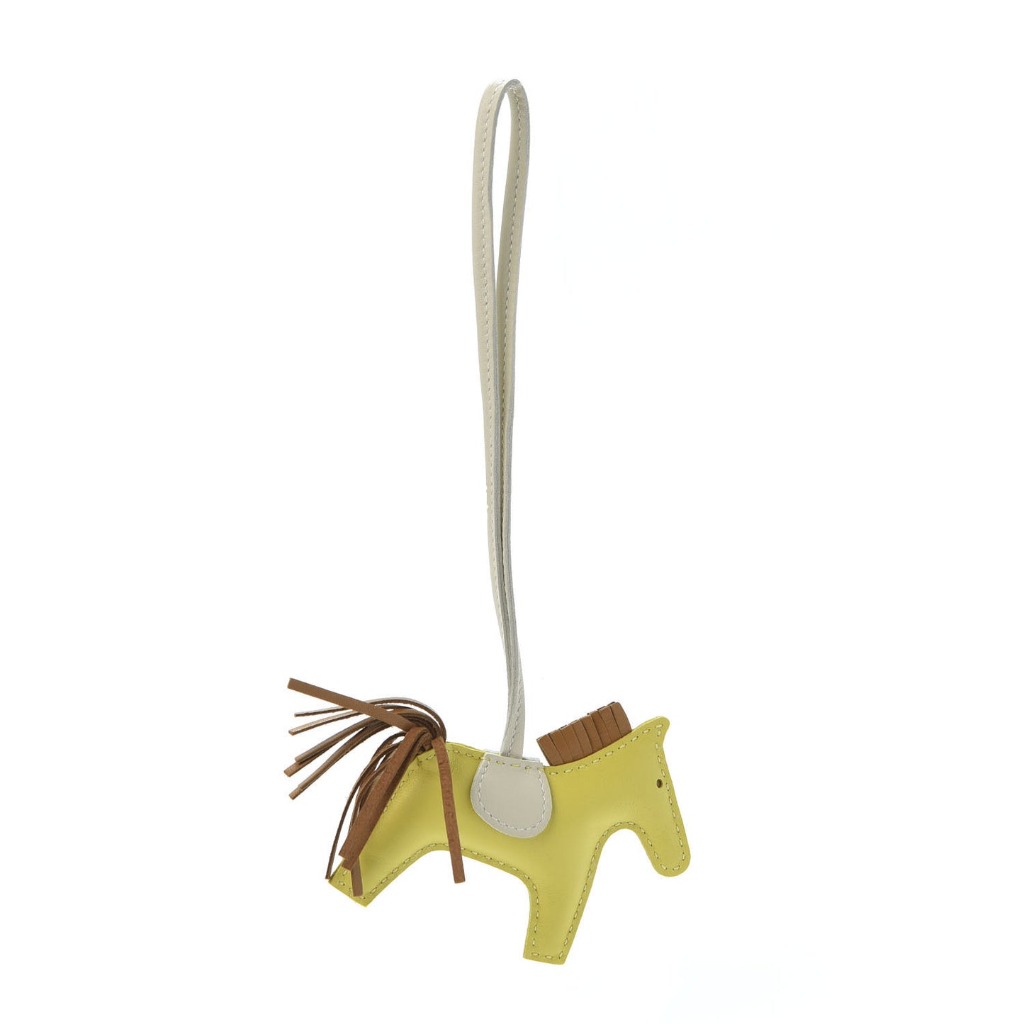 Milo Lambskin Grigri Rodeo Horse Bag Charm PM Lime Sesame Craie