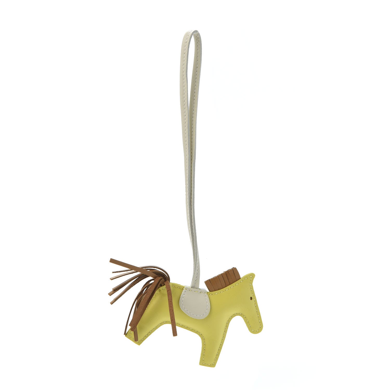 Hermes Milo Lambskin Grigri Rodeo Horse Bag Charm PM Lime Sesame Craie 3 of 5