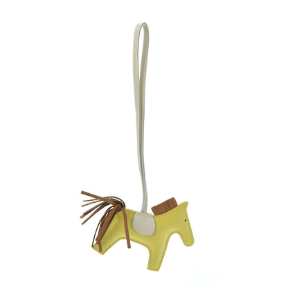 Hermes Milo Lambskin Grigri Rodeo Horse Bag Charm PM Lime Sesame Craie 3 of 5