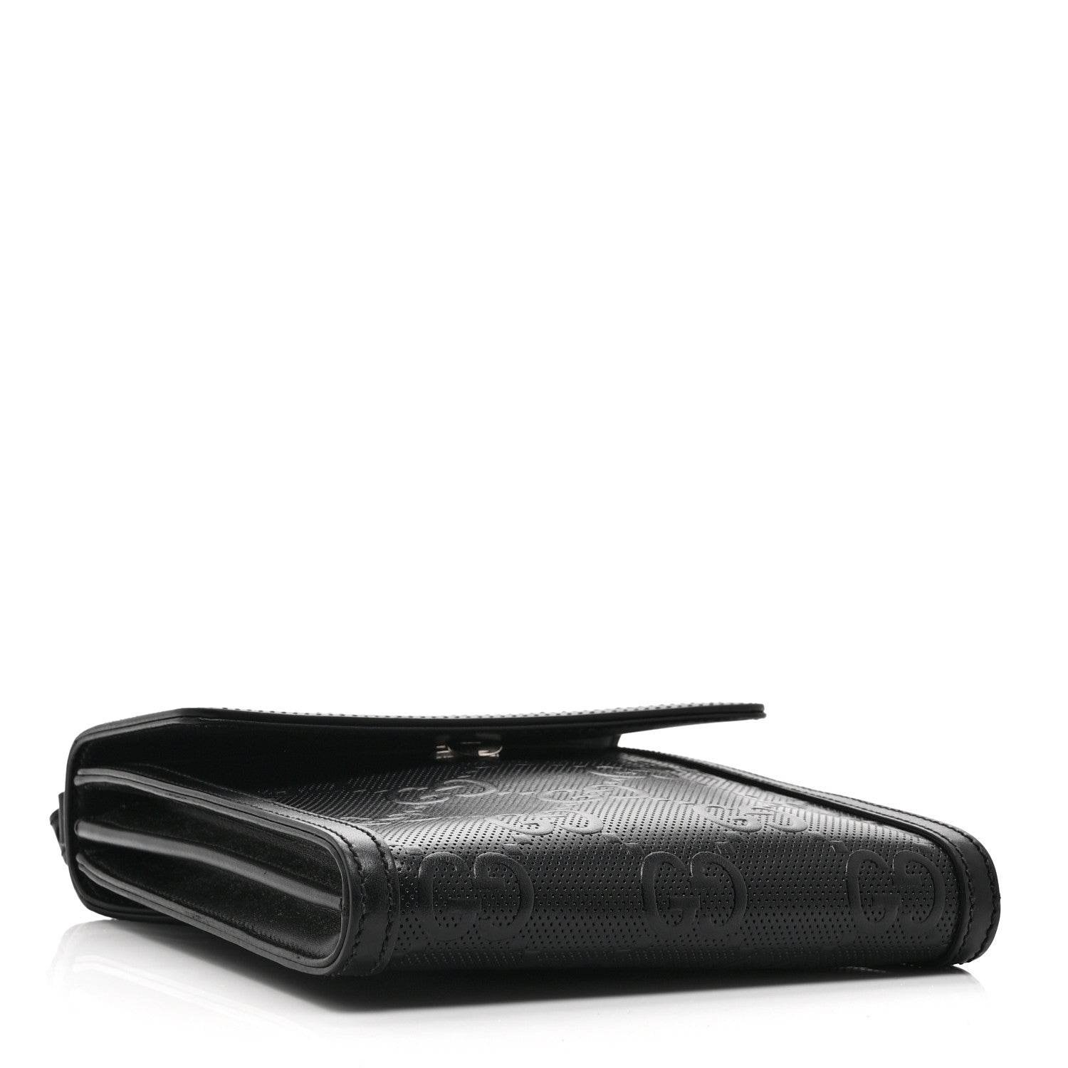 Gucci Calfskin GG Tennis Embossed Messenger Bag Black 4 of 11