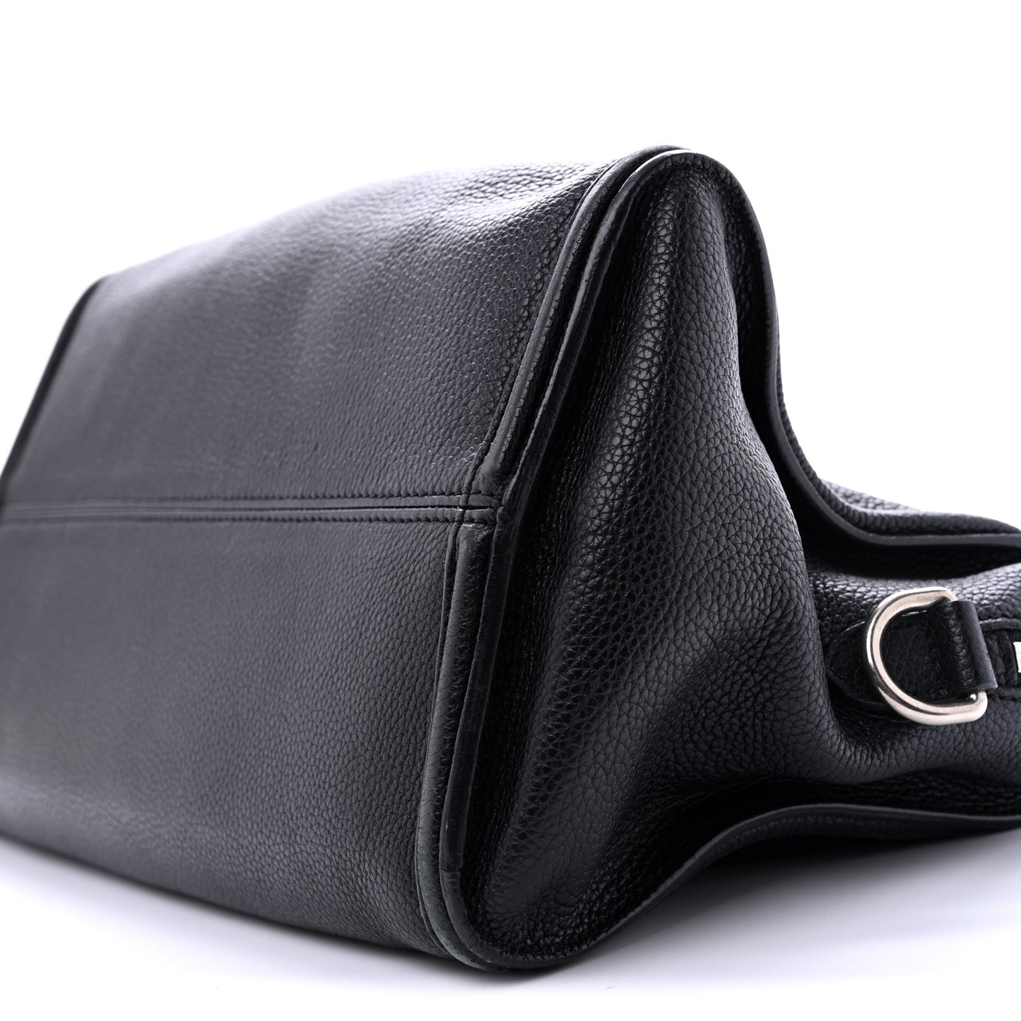 Pebbled Calfskin Mini Skull Padlock Zip Around Tote Black