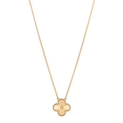 Van Cleef & Arpels 18K Yellow Gold Guilloche Vintage Alhambra Pendant Necklace 1 of 5