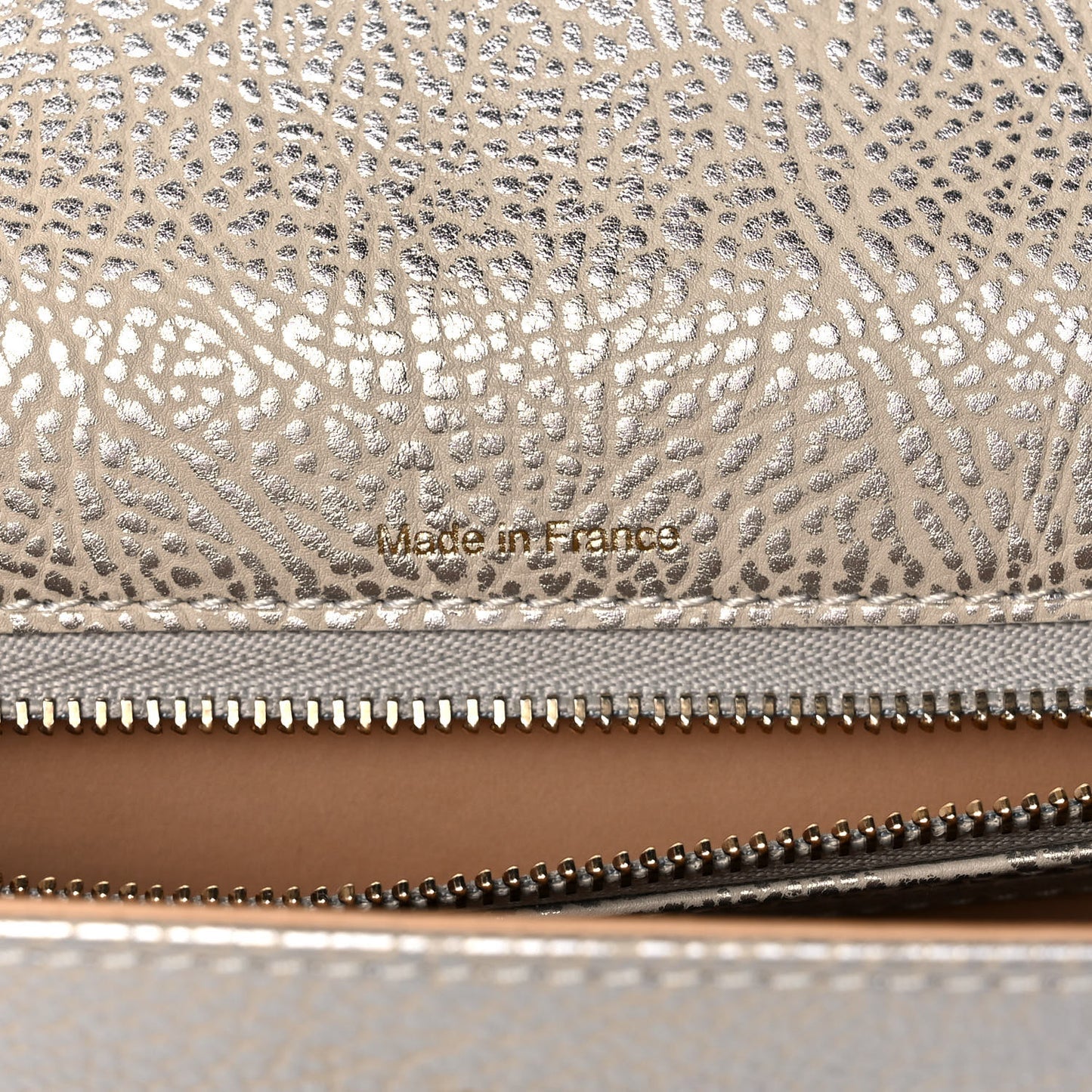 Metallic Crispy Calfskin MM Metal Frame Tempete Satchel Antique Silver