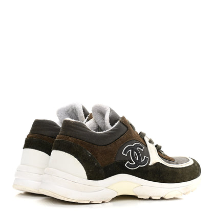 Chanel Fabric Calfskin Suede CC Womens Sneakers 36 Dark Green 4 of 12