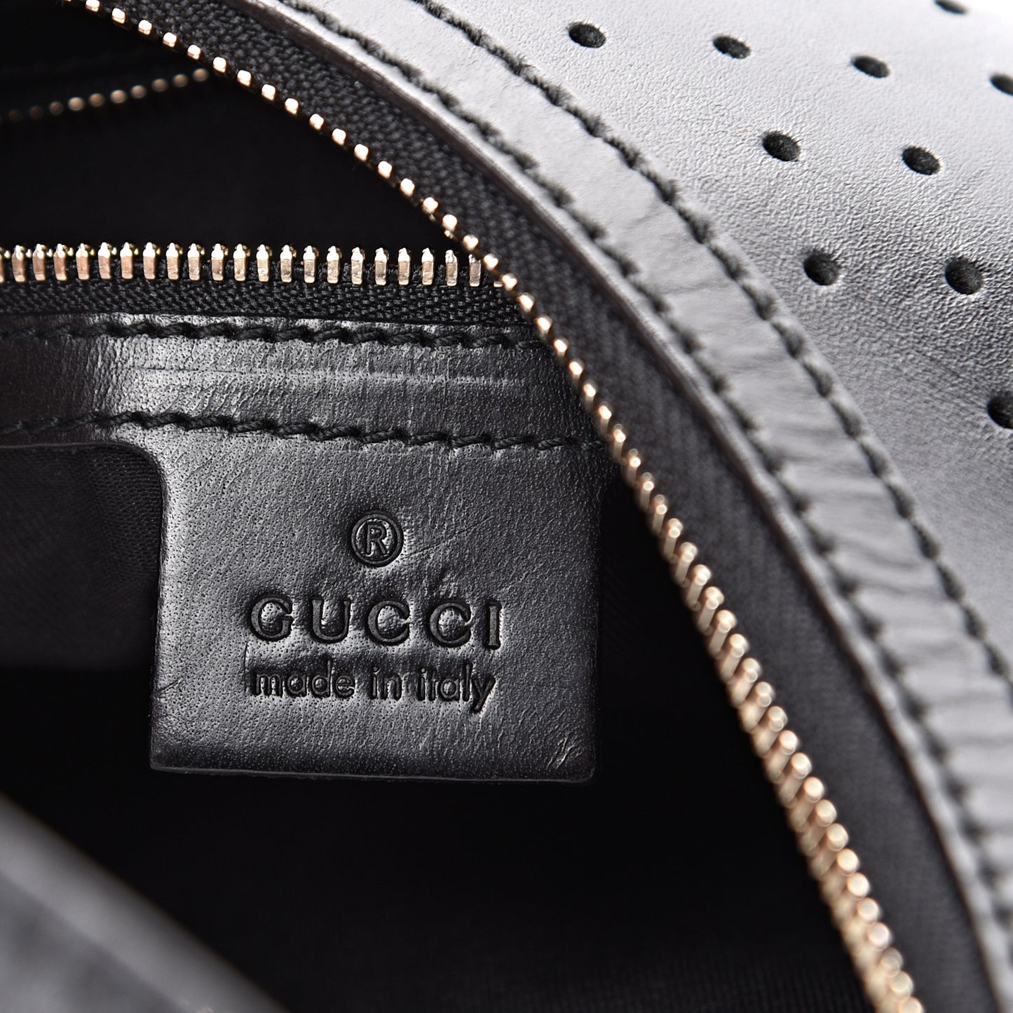 Perforated Calfskin Reins Hobo Black