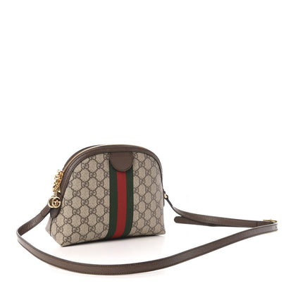 Gucci GG Supreme Monogram Textured Dollar Calfskin Web Small Ophidia Dome Shoulder Bag Beige Ebony New Acero 3 of 12